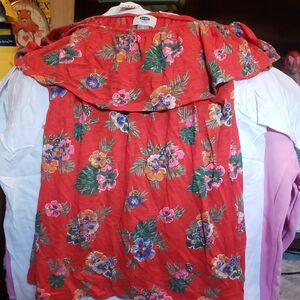 Old Navy Red Floral Tank Top